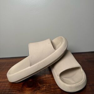 Beige Slide Sandals